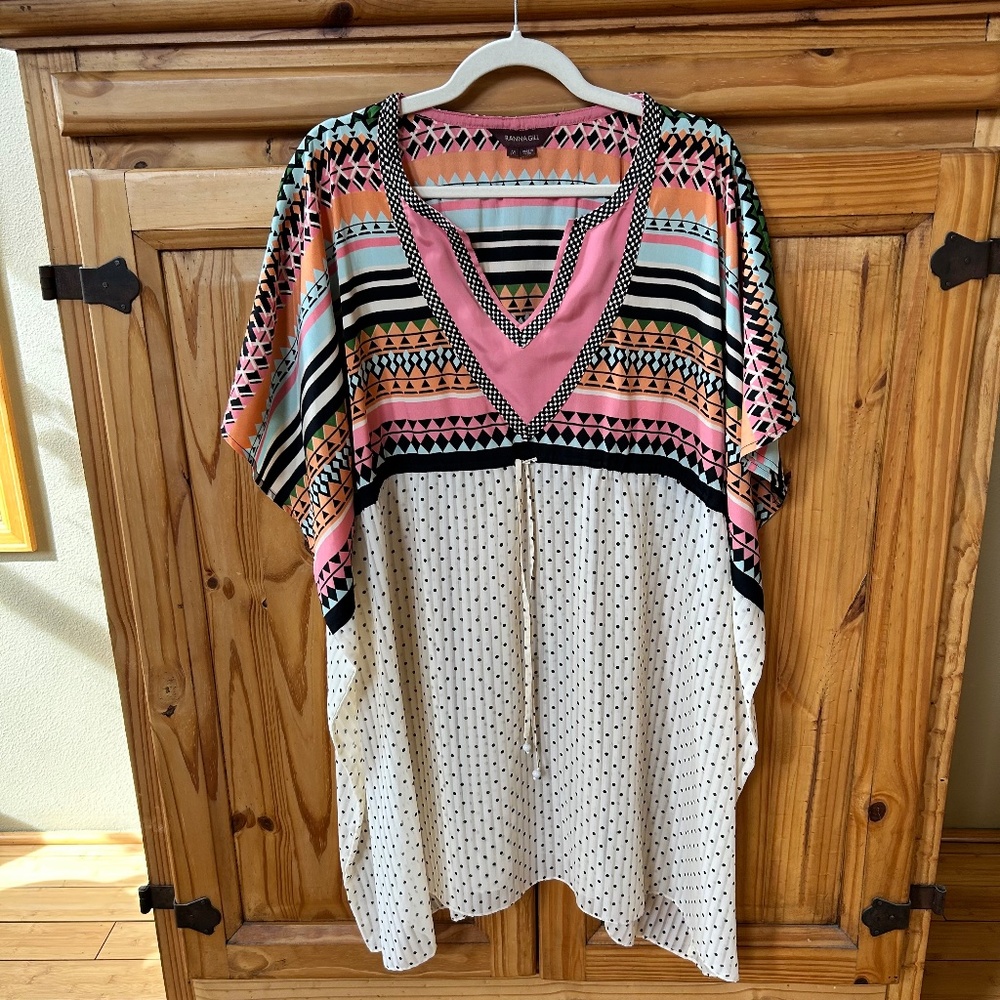 Anthropologie Ranna Gill Patterned Tunic or Beach Cover Up Women's Medium